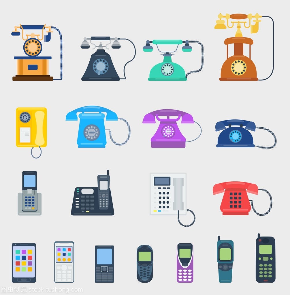 电话矢量图标不同的设计通信设备